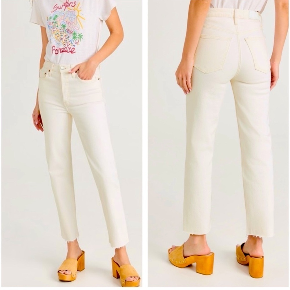 Re/Done 70’s stove pipe jeans in white size 25 redone jeans